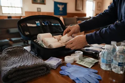 Emergency First Aid Supplies on Fellowship Table