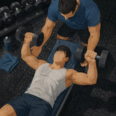 Supervised Dumbbell Chest Press in Medical Gym