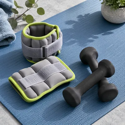 Home Rehab Weights on Blue Mat