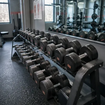 Rehabilitation Gym Dumbbells in Clinical Focus