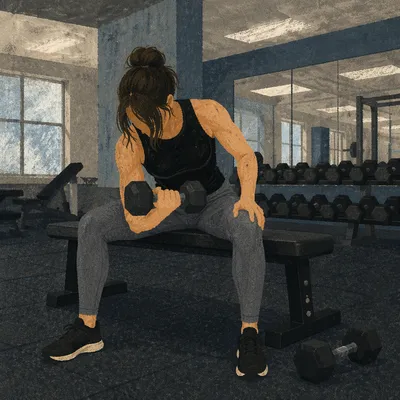 Focused Dumbbell Curl in Modern Gym