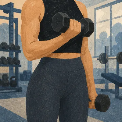 Focused Dumbbell Curl in Modern Gym