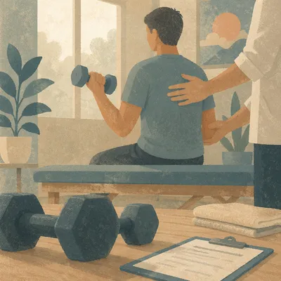 Rehabilitation Gym Dumbbell Training with Clinician Guidance