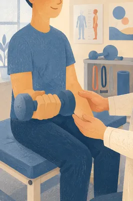 Rehabilitation Gym Dumbbell Training Close View
