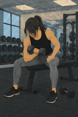Focused Dumbbell Curl in Modern Gym