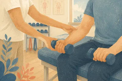 Supervised Dumbbell Rehab Training in Clinic