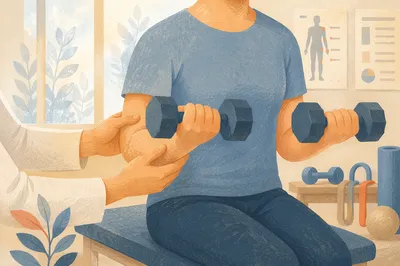 Rehabilitation Dumbbell Training in Medical Gym