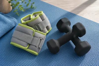 Home Rehabilitation Weights on Blue Mat