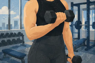 Focused Dumbbell Curl in Modern Gym