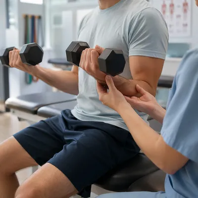 Rehabilitation Dumbbell Training with Therapist Guidance