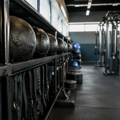 Empty Functional Gym with Medicine Balls