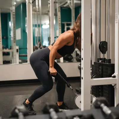 Woman Cable Row in Rehab Fitness Gym