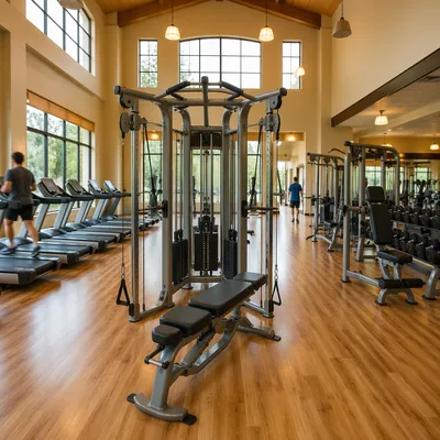 Clean Rehabilitation Fitness Center With Strength Equipment