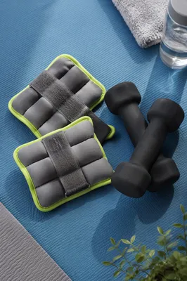Home Rehabilitation Weights on Blue Mat