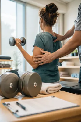 Rehabilitation Gym Dumbbell Training With Clinician Guidance