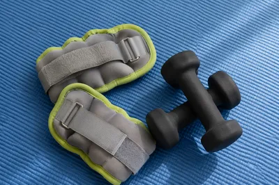 Home Rehabilitation Weights on Blue Mat