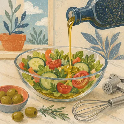 Fresh Salad Bowl With Olive Oil