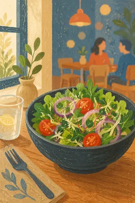Fresh Wellness Salad Bowl on Wooden Table