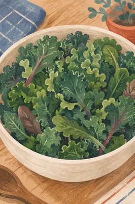 Fresh Kale Salad Bowl for Wellness