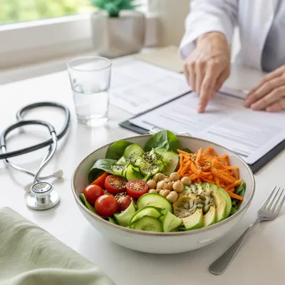 Healthy Salad Bowl in Nutrition Clinic