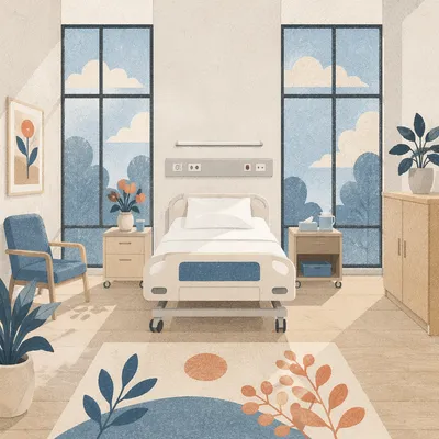 Clean Minimal Hospital Patient Room Interior