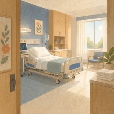 Calm Private Hospital Room Interior