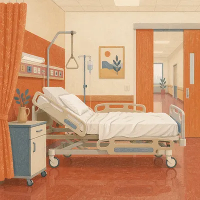 Clean Quiet Hospital Patient Room Interior