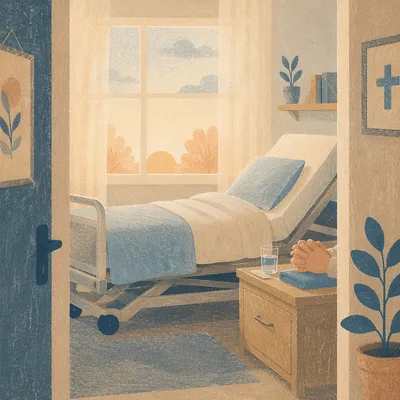 Clean Hospital Room with Morning Prayer