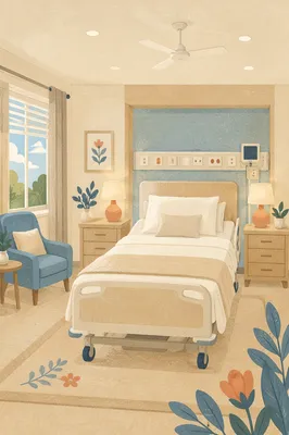 Clean Hospital Patient Room With Warm Daylight