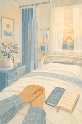 Peaceful Hospital Room With Prayer Notebook