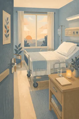 Peaceful Hospital Room With Sunrise Prayer