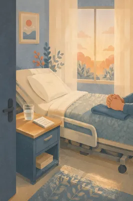 Peaceful Hospital Room With Praying Hands