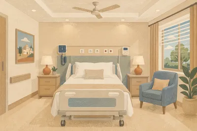Clean Hospital Room With Warm Daylight