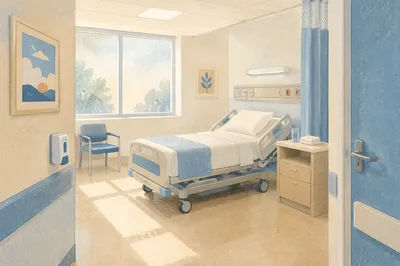 Clean Modern Hospital Patient Room Interior