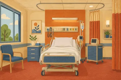 Clean Hospital Patient Room With Warm Tones