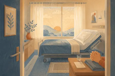 Clean Hospital Room With Praying Hands