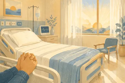 Peaceful Hospital Room Prayer at Sunrise