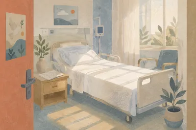 Peaceful Clean Hospital Room at Dawn