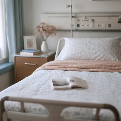 Clean Private Hospital Room with Empty Bed