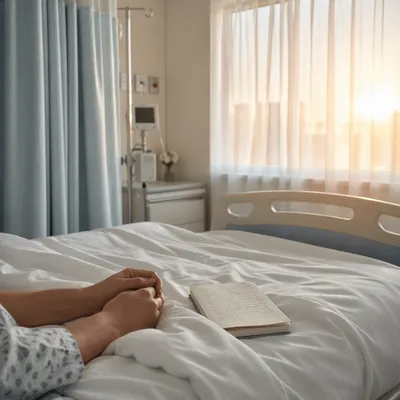 Peaceful Hospital Room with Prayer Notebook