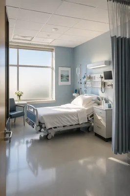 Clean Hospital Patient Room Morning Interior