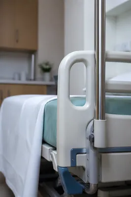 Clean Hospital Bed Room Interior Closeup