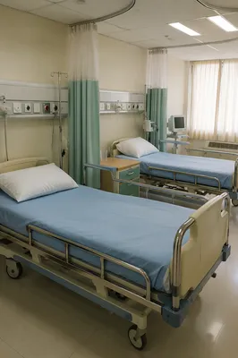 Clean Hospital Room Interior with Two Beds