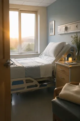 Peaceful Sunrise Hospital Room Interior