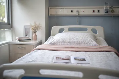 Calm Private Hospital Room with Empty Bed