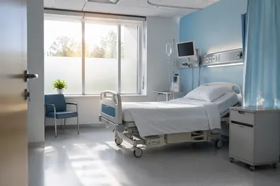 Clean Hospital Patient Room at Morning