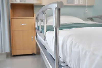Clean Hospital Bed Room Interior Close-Up