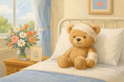 Teddy Bear Recovery in Hospital Room
