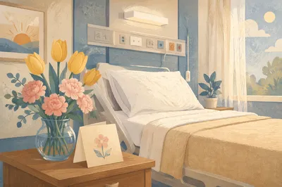Peaceful Hospital Room with Get Well Flowers