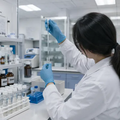 Clinical Laboratory Technician Pipetting Test Tube